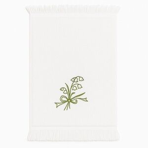 White Hand Towel With Embroidered Lily Of The Valley